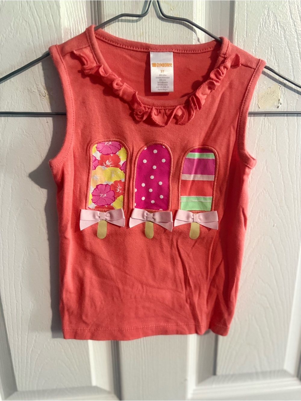 Gymboree Coral Tank Top with Popsicle Appliqués